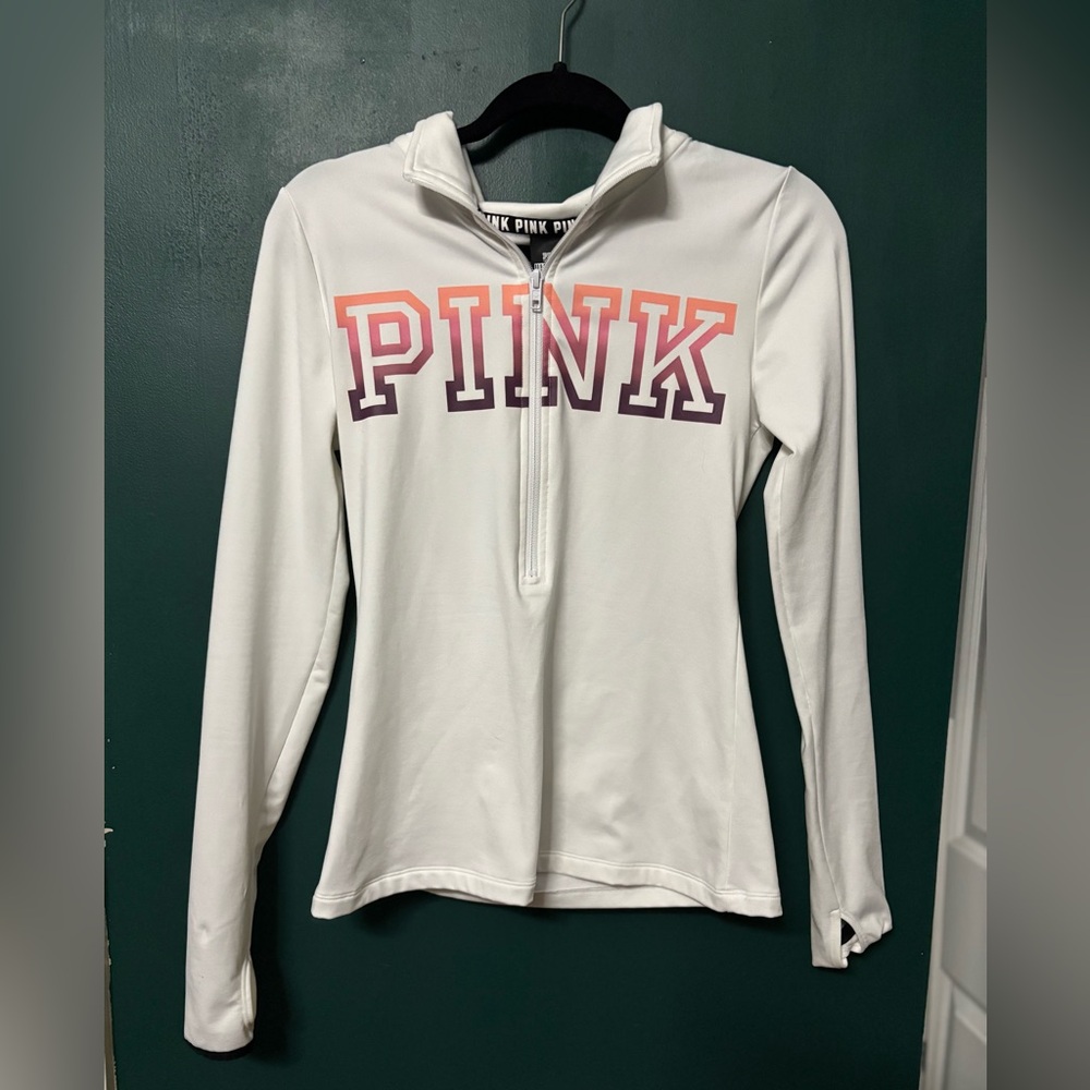 PINK Victoria's Secret Women's White Long Sleeve Zip Up